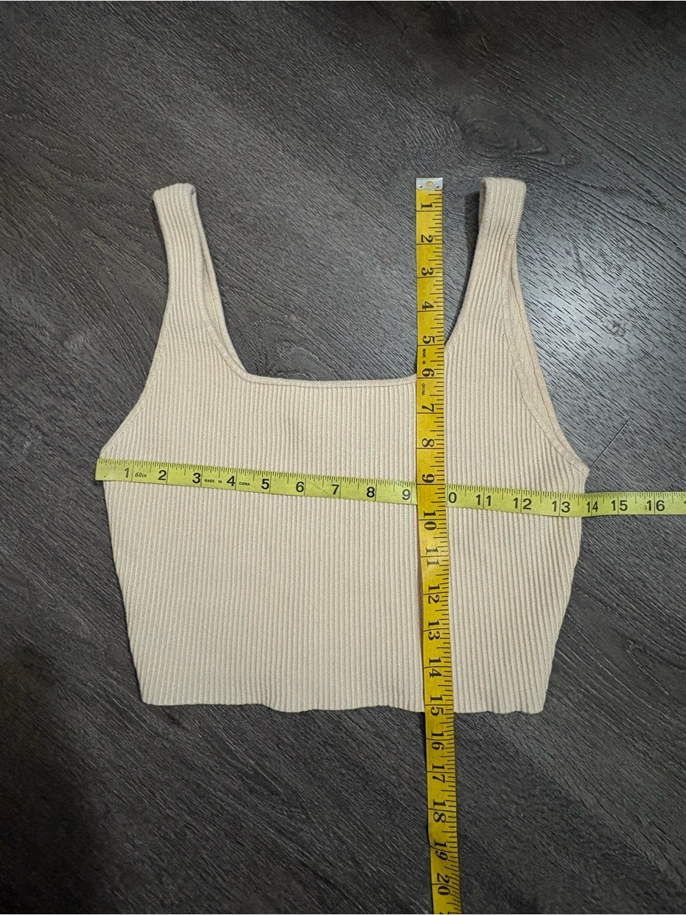 House of Harlow 1960 Medium Ribbed Knit Square Neck Crop Tank Top Beige Summer - Picture 6 of 6